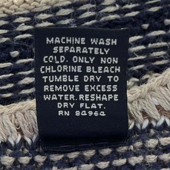 Men’s Vintage Nineties Tan Navy Striped Sleeveless Sweater Vest Unisex Size L - Picture 7 of 7